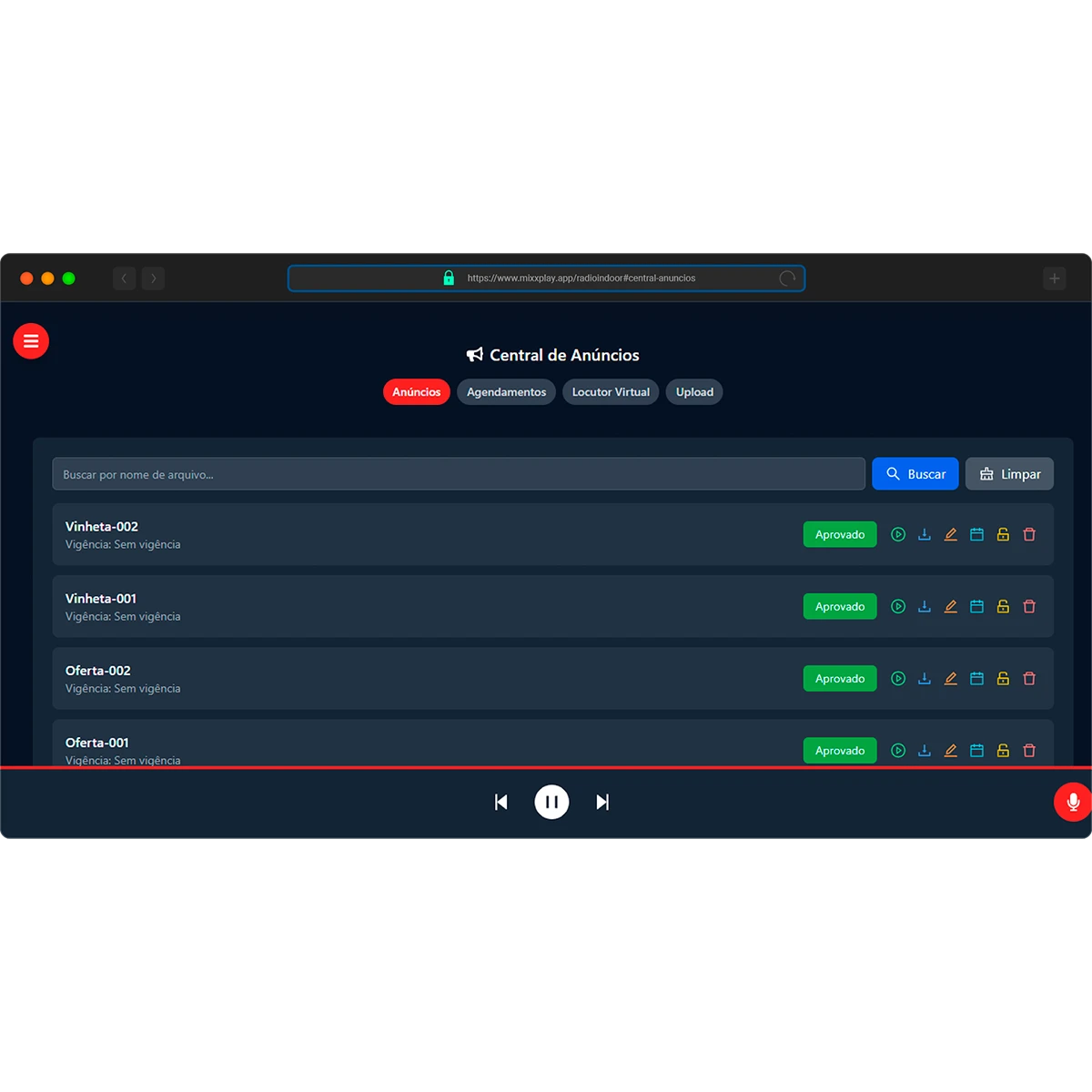 Sistema MIXXPLAY - Anúncios